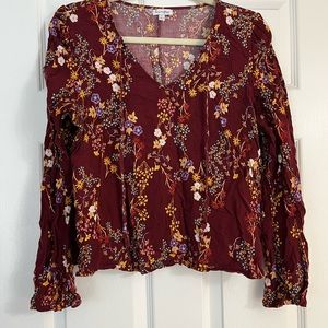 Cropped red long sleeve top